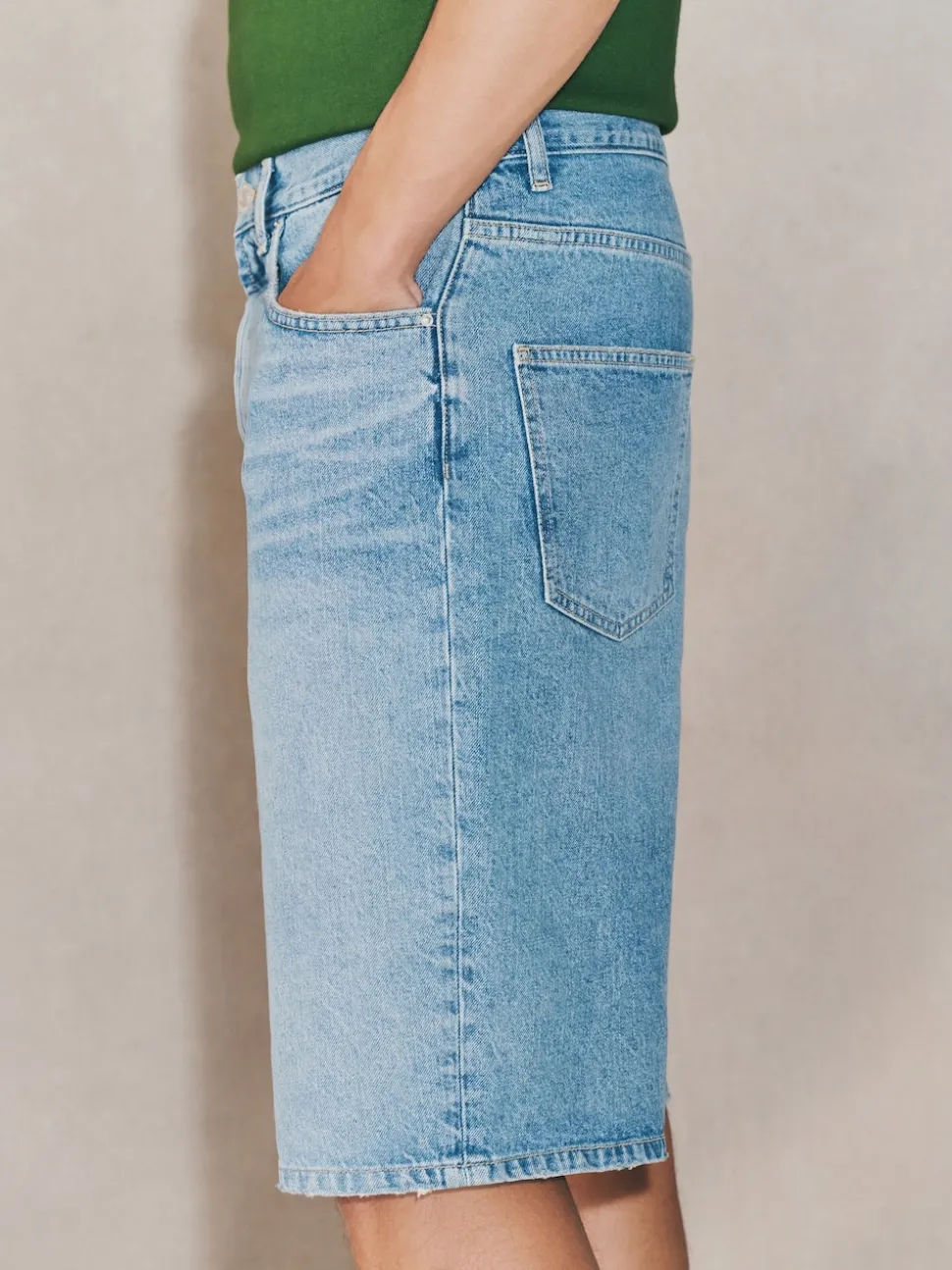 Mid Blue Wash Edit Jort Denim Shorts