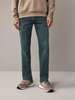 Mid Tint Straight Fit Authentic Stretch Denim Jeans