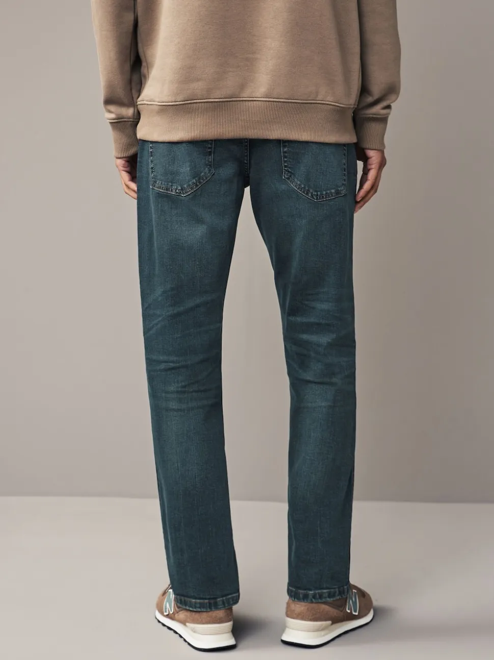 Mid Tint Straight Fit Authentic Stretch Denim Jeans