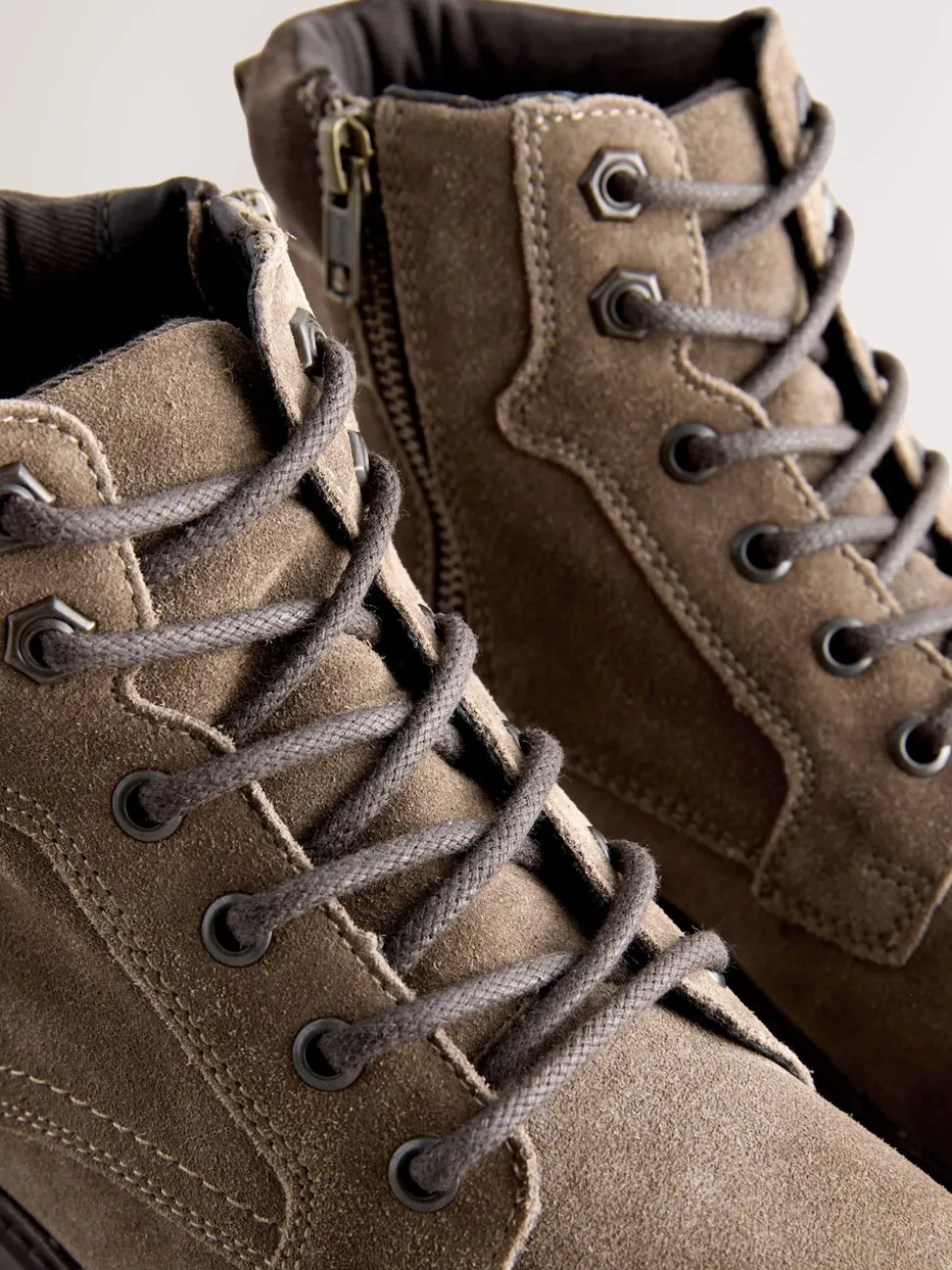 Mink Brown Tall Leather Zip-Up Boots