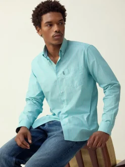 Mint Green Stripe Regular Fit Easy Iron Button Down Oxford Shirt