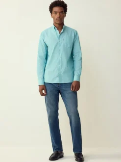 Mint Green Stripe Regular Fit Easy Iron Button Down Oxford Shirt