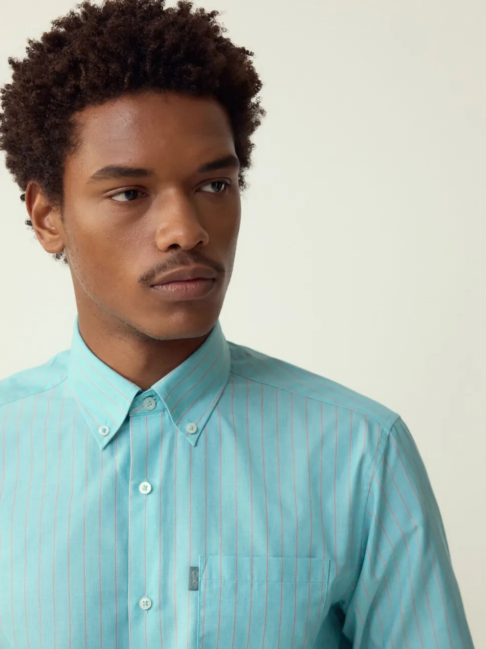 Mint Green Stripe Regular Fit Easy Iron Button Down Oxford Shirt