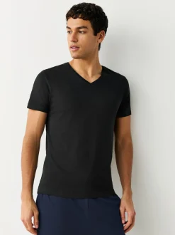 Mixed Slim Fit 100% Cotton V-Neck Layering T-Shirts 5 Pack