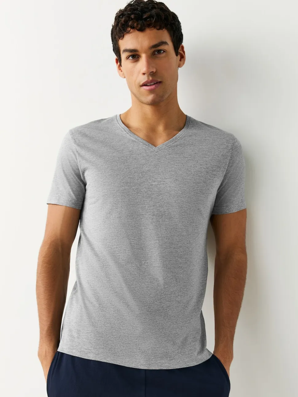 Mixed Slim Fit 100% Cotton V-Neck Layering T-Shirts 5 Pack