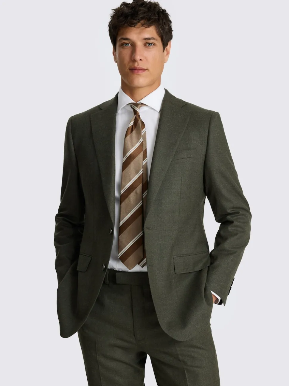 MOSS Army Green Tailored Performance Suit Jacket