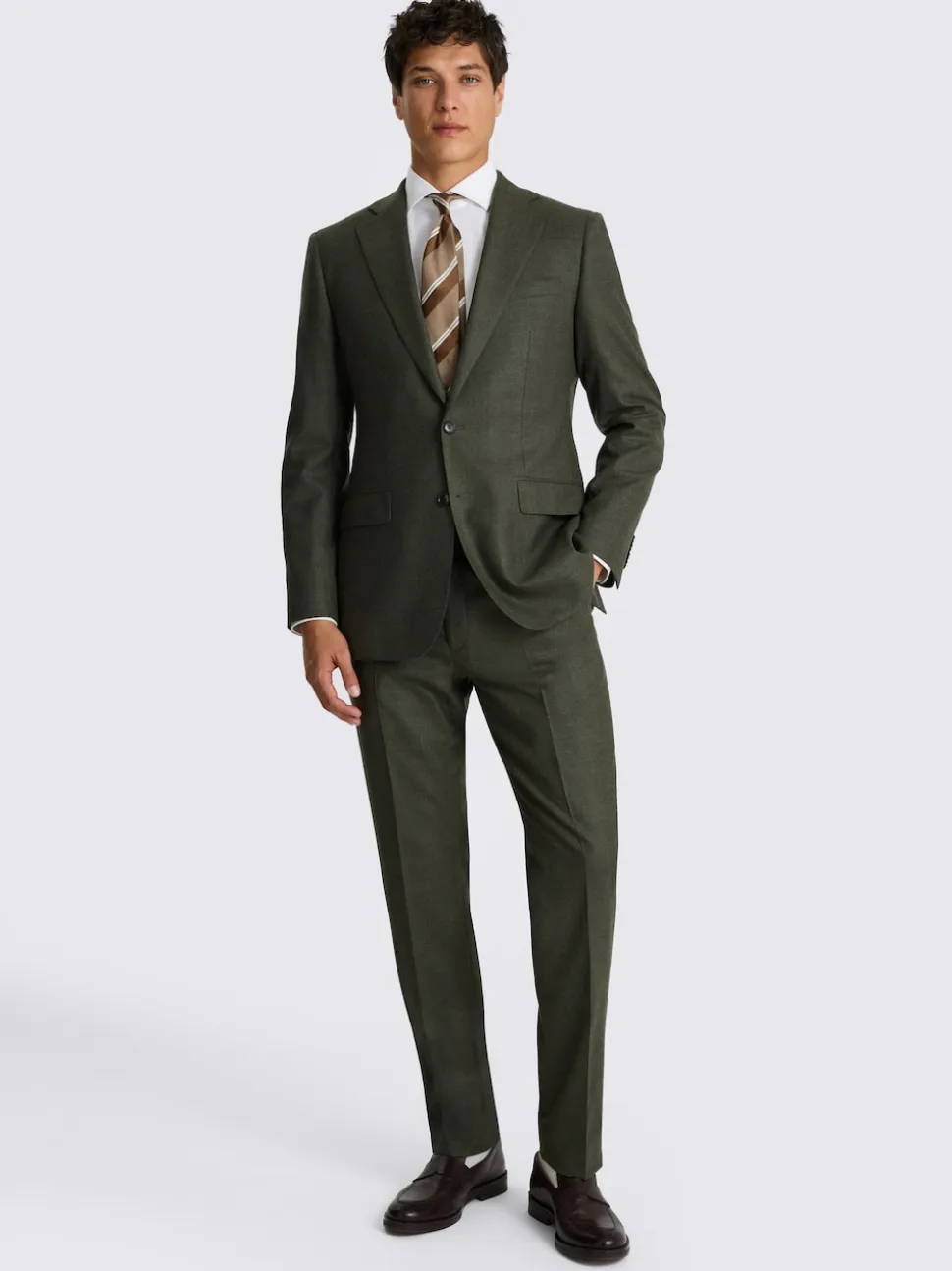 MOSS Army Green Tailored Performance Suit Jacket