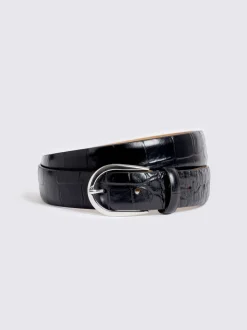 MOSS Black Italian Croc Belt