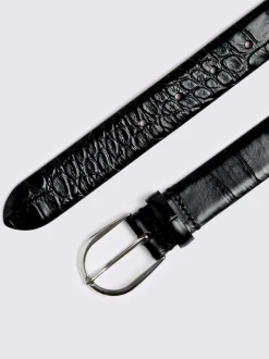 MOSS Black Italian Croc Belt