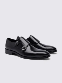 MOSS Black John White Monkton Double Monk Shoes