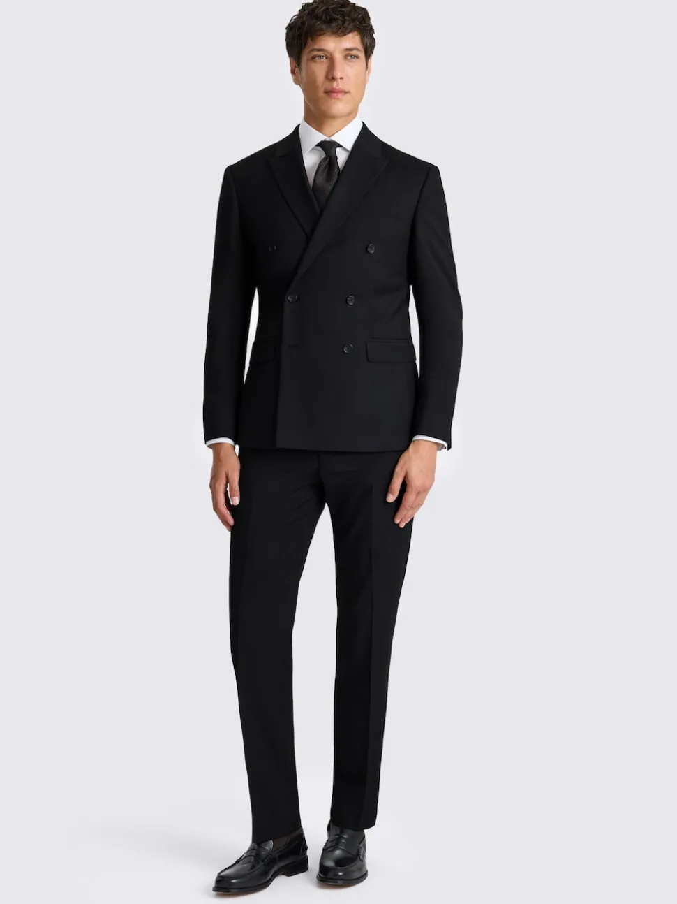 MOSS Black Slim Double Breasted Stretch Suit Jacket
