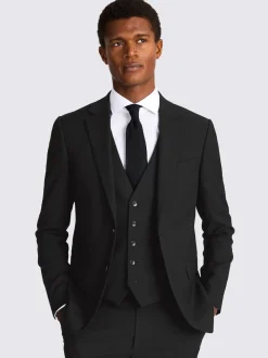 MOSS Black Slim Regular Fit Stretch Suit Jacket