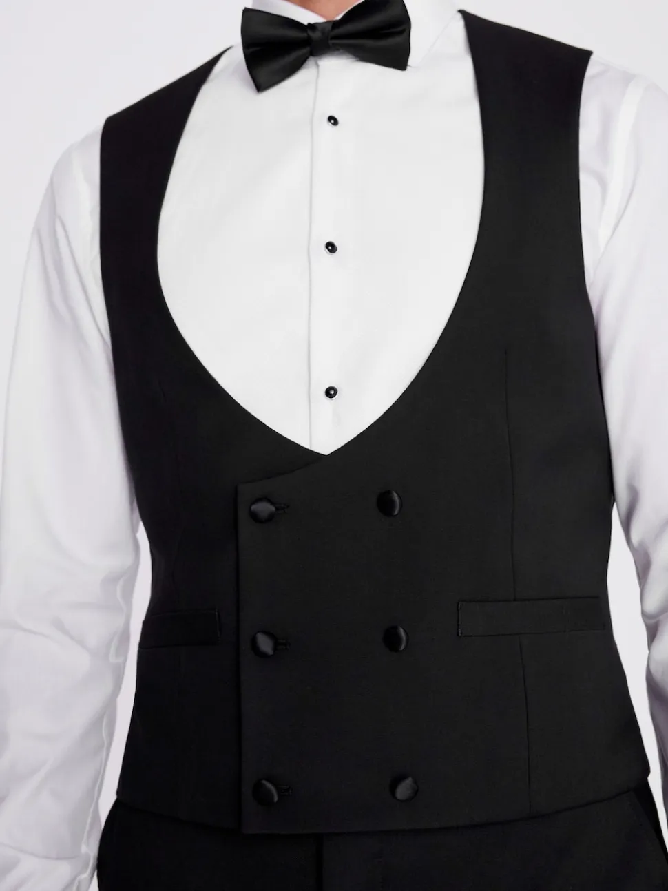 MOSS Black Slim Tuxedo Suit Waistcoat