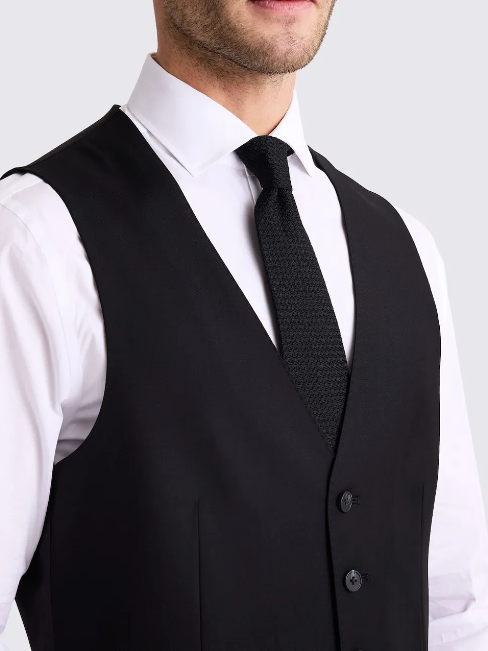 MOSS Black Tailored Regular Fit Stretch Suit Waistcoat