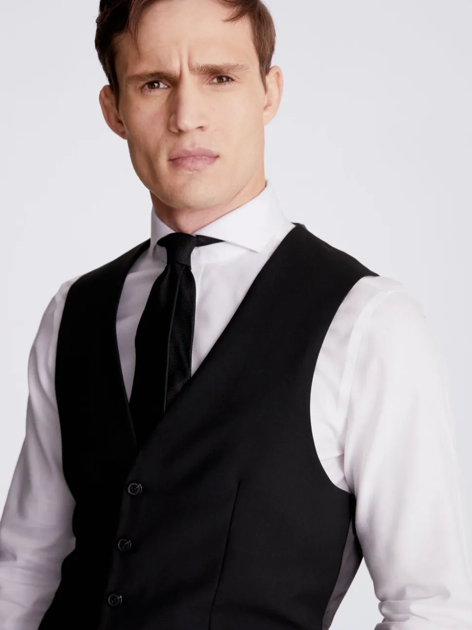 MOSS Black Tailored Stretch Waistcoat