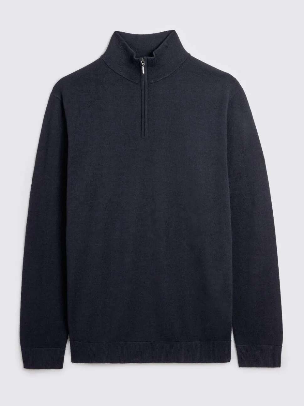 MOSS Blue Merino-Blend Zip-Neck Jumper