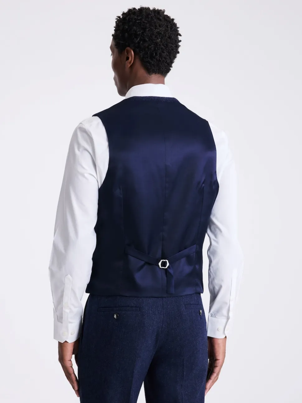 MOSS Blue Slim Donegal Tweed Suit Waistcoat