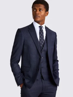 MOSS Blue Slim Twisted Suit Jacket
