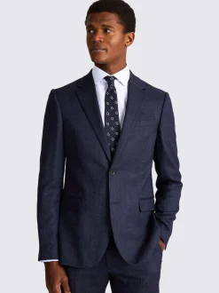 MOSS Blue Slim Twisted Suit Jacket