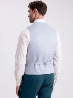 MOSS Blue Tailored Fit Teal Flannel Waistcoat