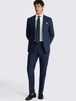 MOSS Blue Tailored Flannel Suit Jacket