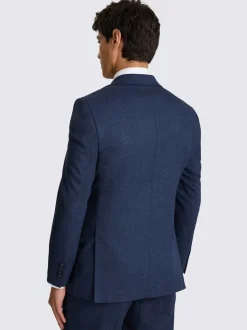 MOSS Blue Tailored Flannel Suit Jacket