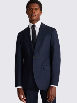 Moss Blue Tailored Plain Italian Suit Jacket
