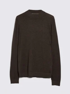 MOSS Brown Merino-Blend Mock-Neck Jumper