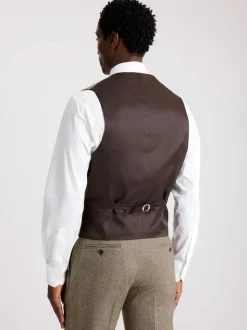 MOSS Brown Slim Twill Tweed Suit Waistcoat