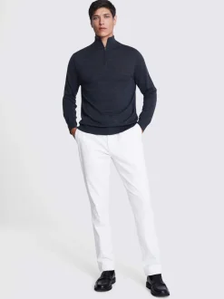 MOSS Charcoal Merino-Blend Zip-Neck Jumper
