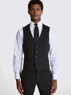 MOSS Charcoal Slim Regular Fit Stretch Suit Waistcoat