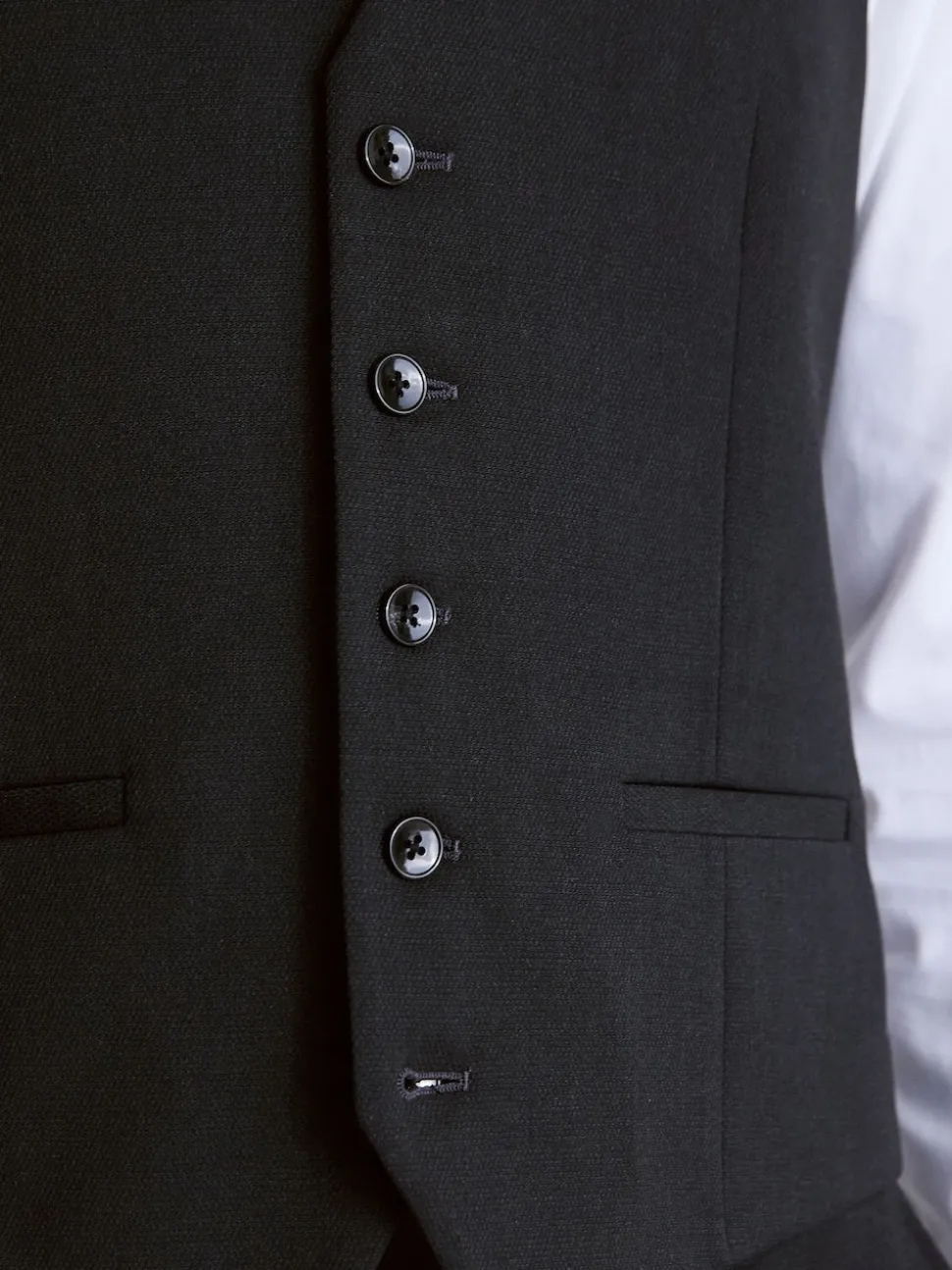 MOSS Charcoal Slim Regular Fit Stretch Suit Waistcoat