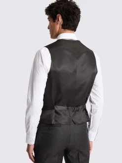 MOSS Charcoal Tailored Twill Italian Suit Waistcoat