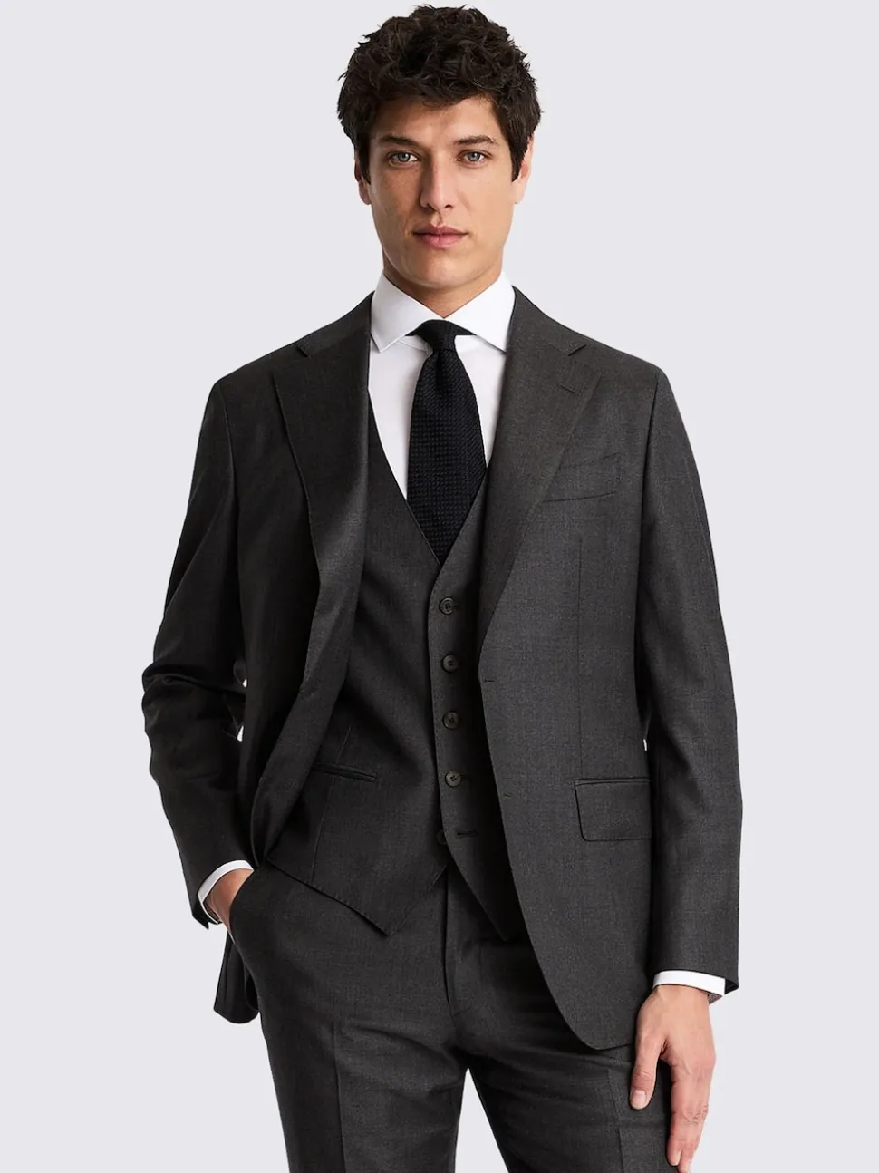 MOSS Charcoal Tailored Twill Italian Suit Jacket