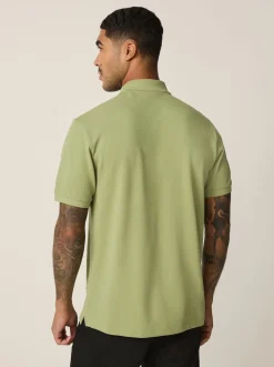 Moss Green Regular Fit Short Sleeve Pique Polo Shirt