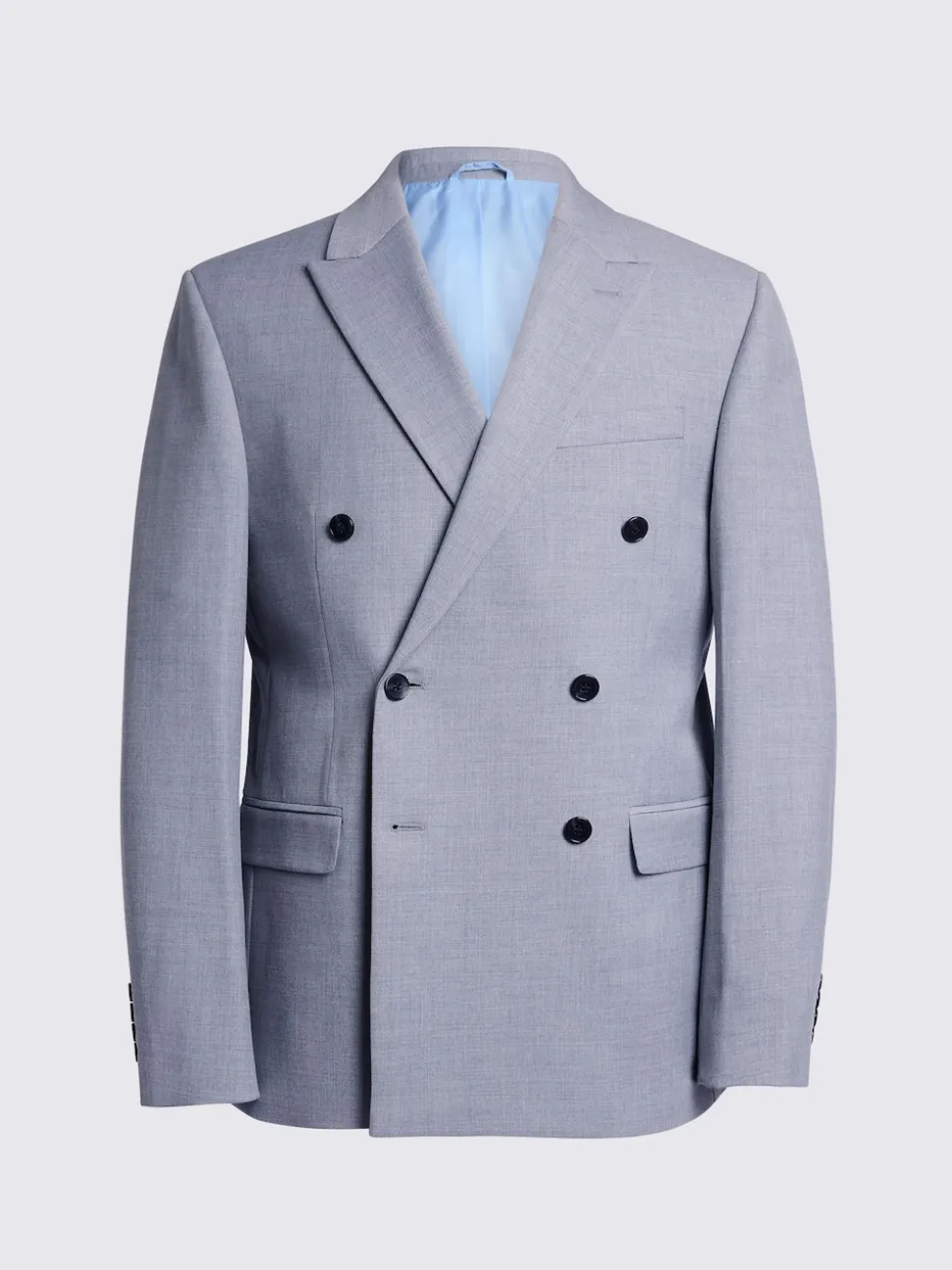 MOSS Grey Slim Double Breasted Stretch Suit Jacket