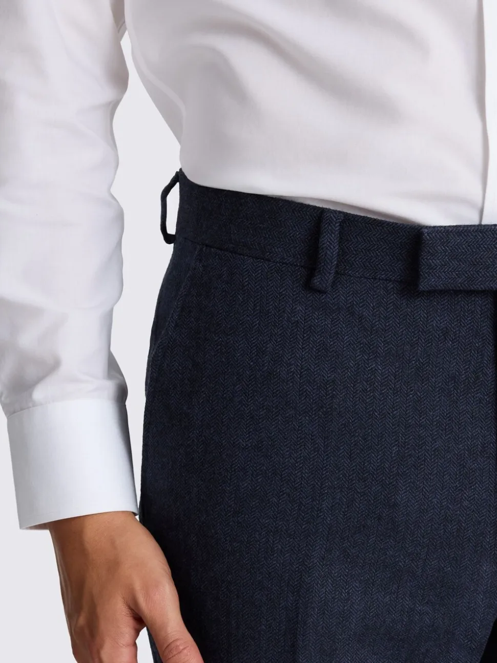 MOSS Ink Tailored Herringbone Suit Trousers