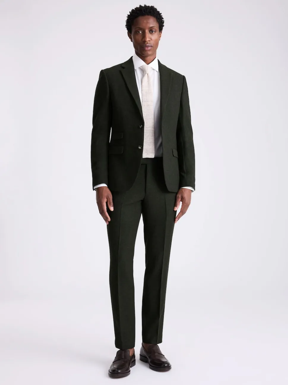 MOSS Khaki Slim Donegal Tweed Suit Jacket