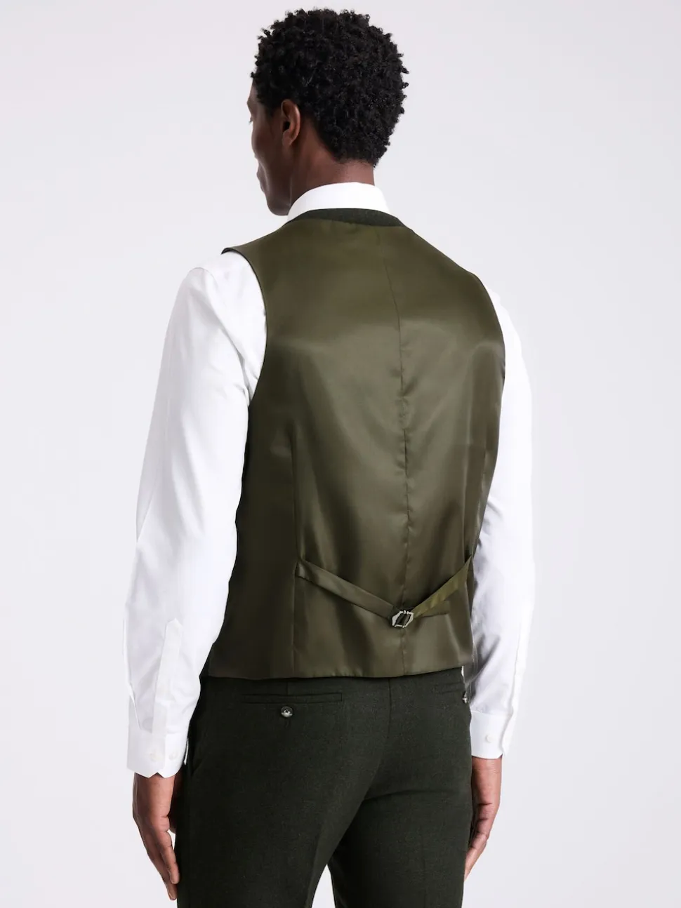 MOSS Khaki Slim Donegal Tweed Suit Waistcoat