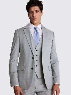 MOSS Light Grey Slim Regular Fit Stretch Suit Jacket