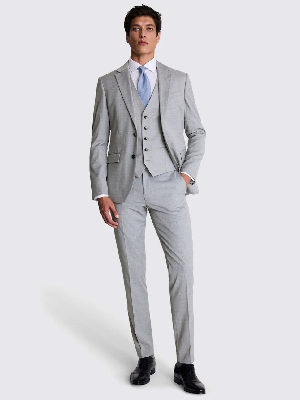 MOSS Light Grey Slim Regular Fit Stretch Suit Jacket