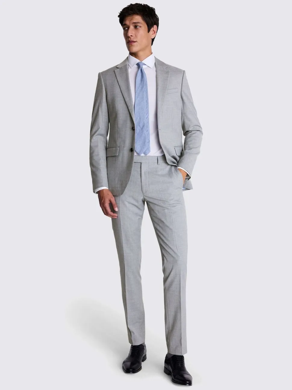 MOSS Light Grey Slim Regular Fit Stretch Suit Jacket