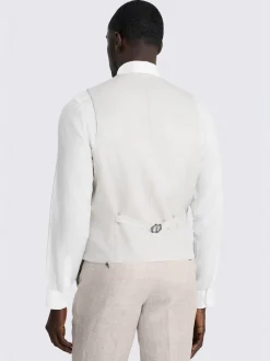 MOSS Natural Tailored Fit Linen Waistcoat