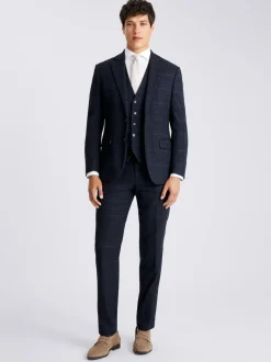MOSS Navy Black Check Tailored Regular Fit Suit Jacket