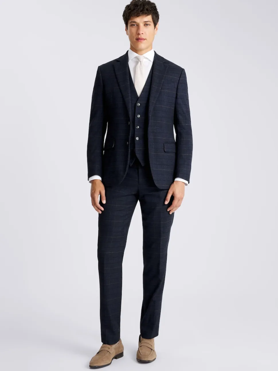 MOSS Navy Black Check Tailored Regular Fit Suit Jacket
