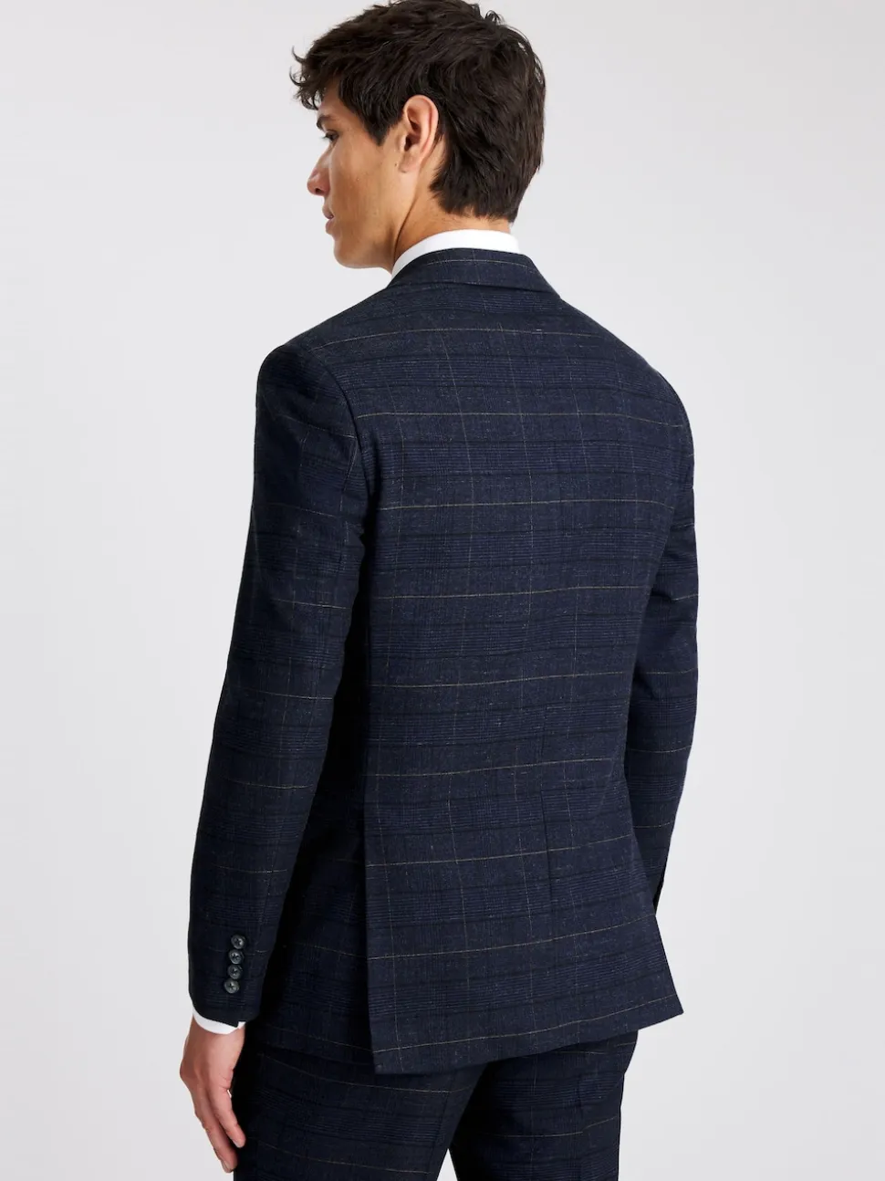 MOSS Navy Black Check Tailored Regular Fit Suit Jacket