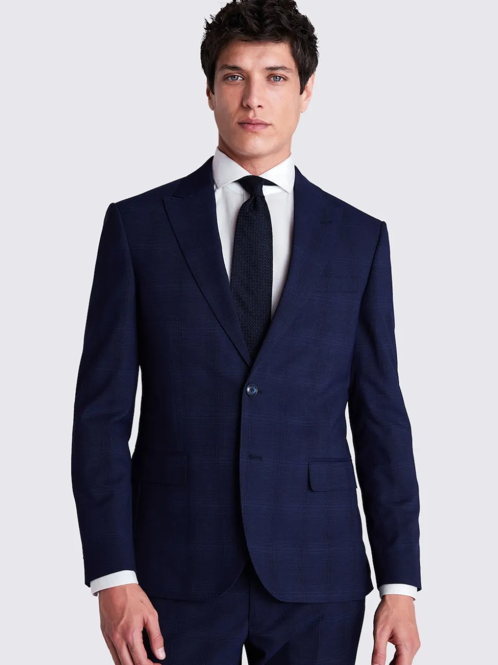 MOSS Navy Check Slim Suit Jacket