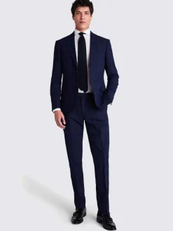 MOSS Navy Check Slim Suit Jacket