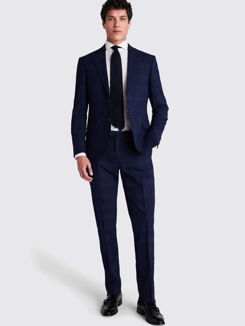 MOSS Navy Check Slim Suit Jacket