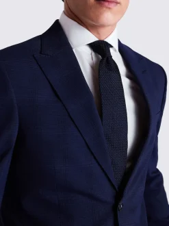 MOSS Navy Check Slim Suit Jacket